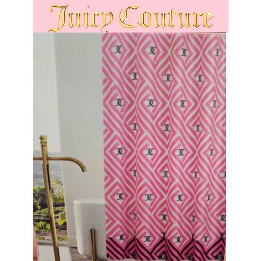 Juicy Couture Home JC Logo Geometrical PEVA Shower Curtain Liner